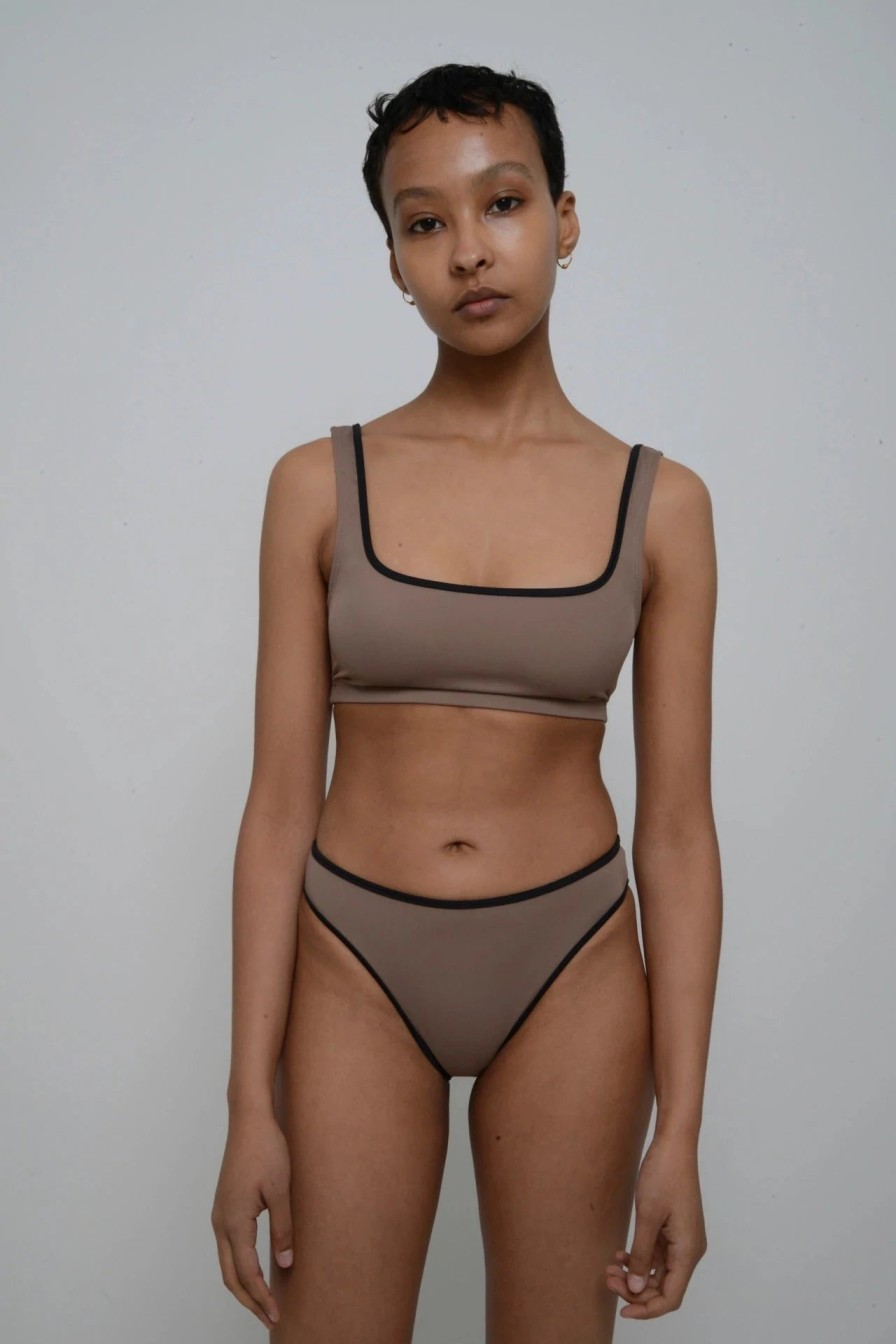 Nu Swim Nu Swim | High Cut Bottom Taupe & Black